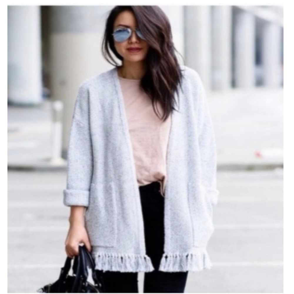 Madewell Memento Fringe Sweater Jacket